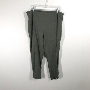 J Jill Linen Stretch Women's Green Pull On Pants Size Large Elastic Waist Crop